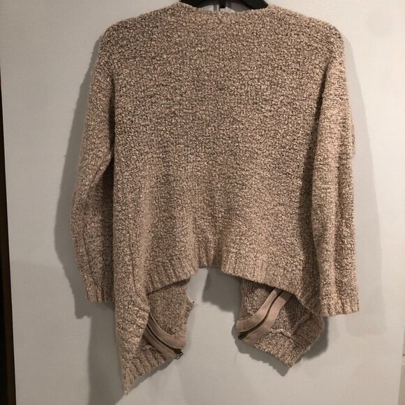 Eyeshadow Open Knit Cardigan Small Beige Tan Low High Womens Ladies Casual Cute - Picture 3 of 5